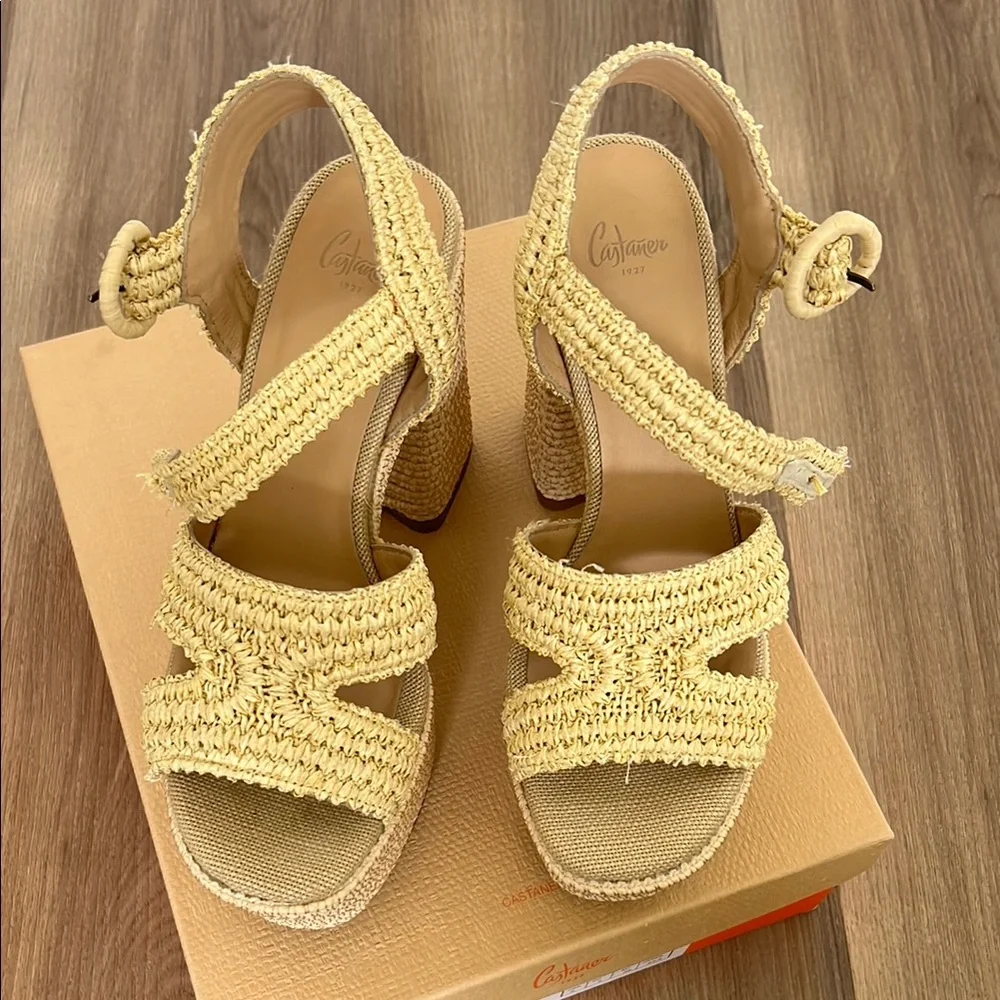 Castaner Women's Yellow Wedge Sandals - Picture 5 of 9